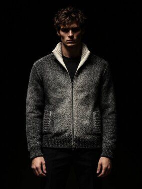 New $1650 Avant Toi Arovescio Zip High Neck Chunky Cardigan Sweater Small Italy